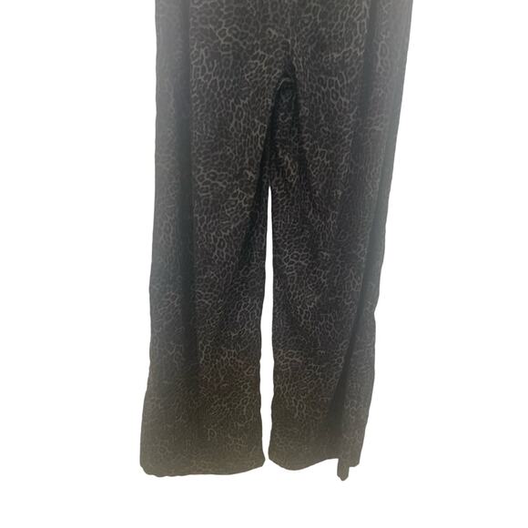 INC Wide Leg Pants 6 Black Leopard Womens High Rise Palazzo Linen Blend Pull On - Picture 5 of 8